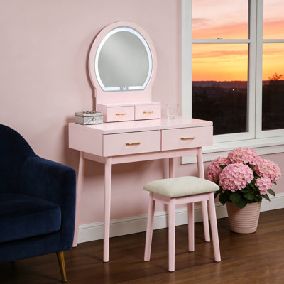Beautiful Vanity Dresser With Mirror And Stool Set Storage Drawers Bedroom Furniture 1Pc