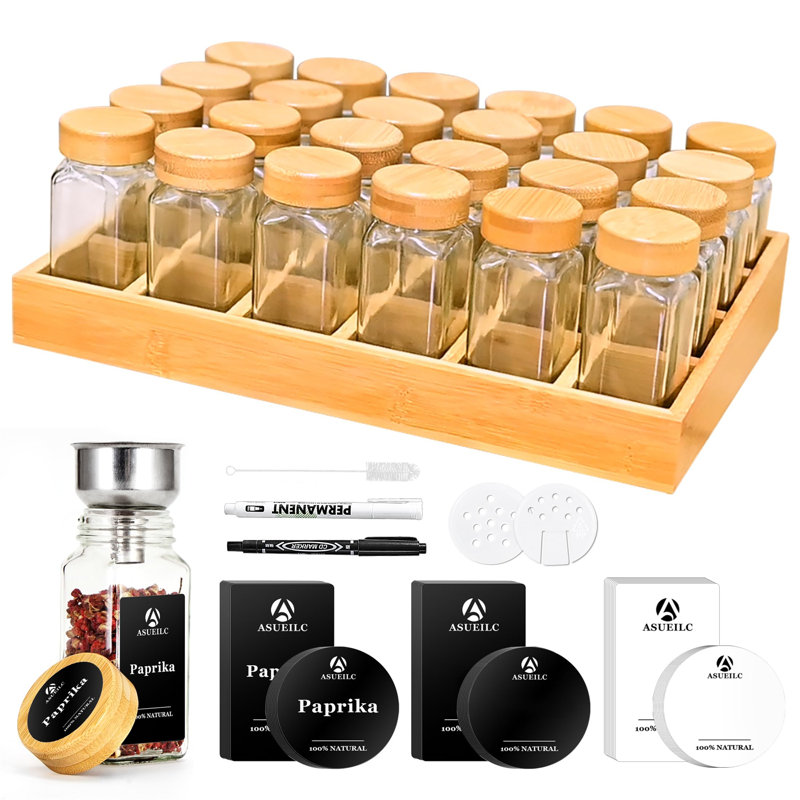 Bamboo Spice Jar & Rack Set