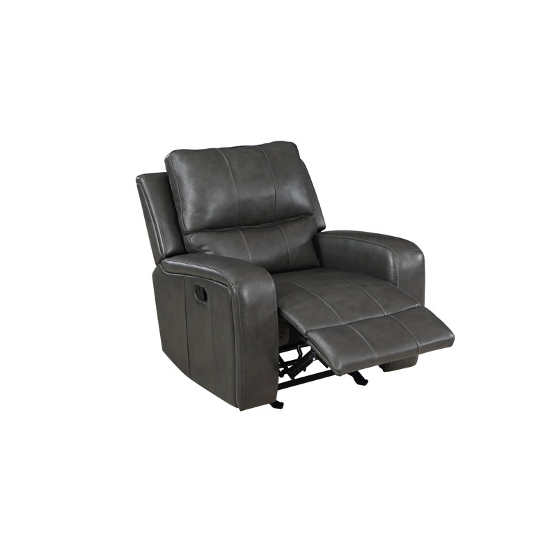 Joela Leather Glider Recliner, Gray, Manual - Push Back