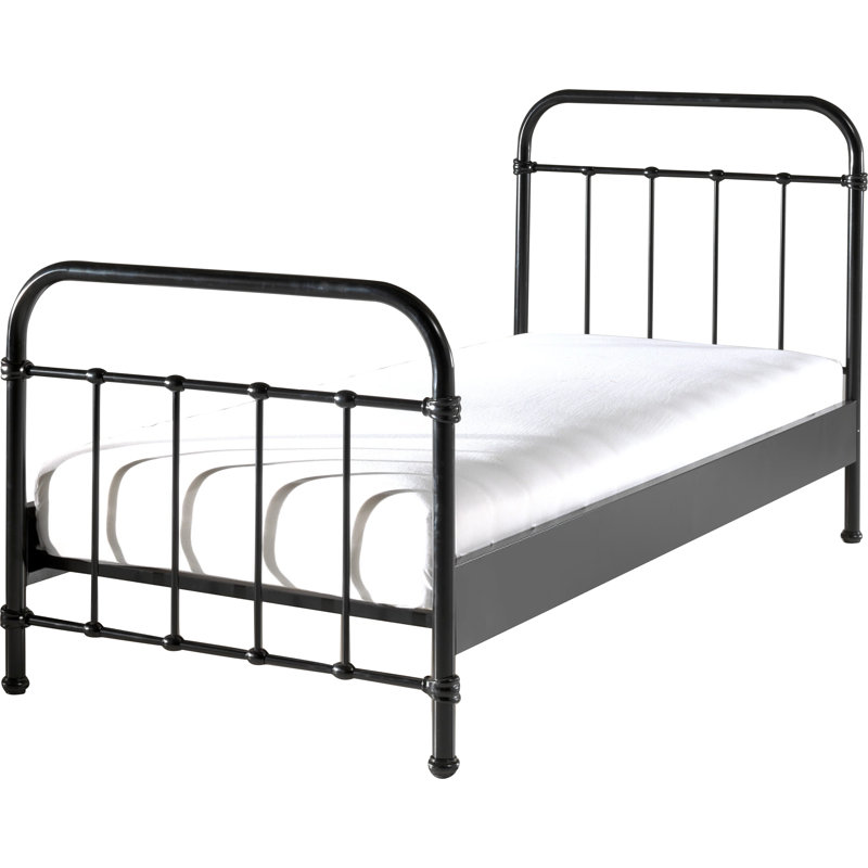 New York Metal Frame Bed, Black, European Single (90 x 200cm)
