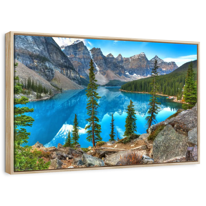 Moraine à Banff, Cadre flottant en bois naturel, 40 po x 27 po