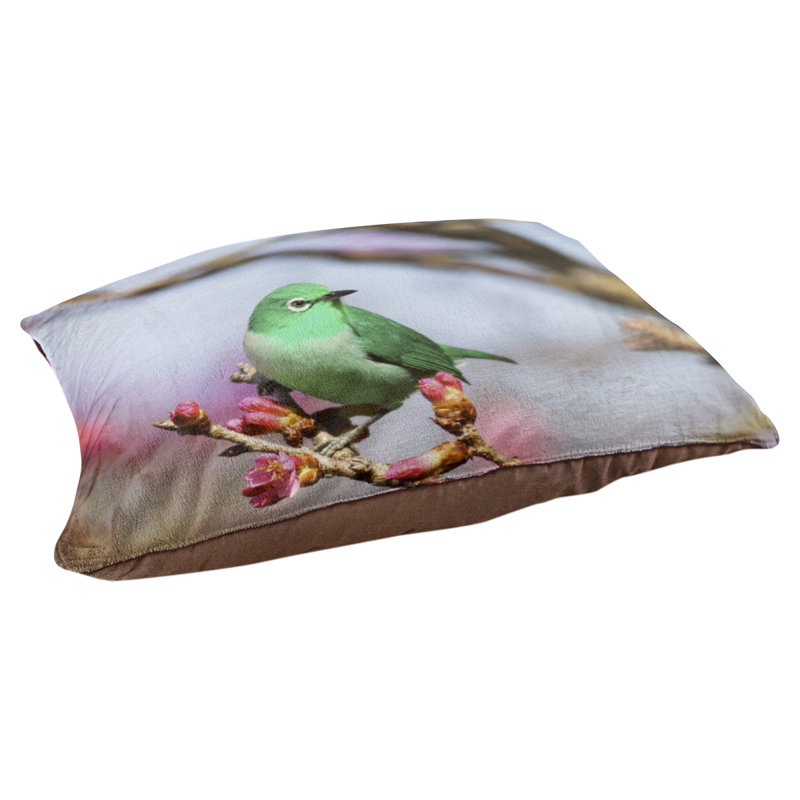 Coussin stylisé oiseau Burien, L 19,5 po x l 29,5 po, Marron foncé