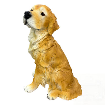 Retriever Garden Statue, a lifelike earth-brown resin dog ornament, perfect for backyards, lawns, and patios.