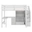 Lit mezzanine double avec bureau en L et escaliers, tiroirs, armoire-1414425670