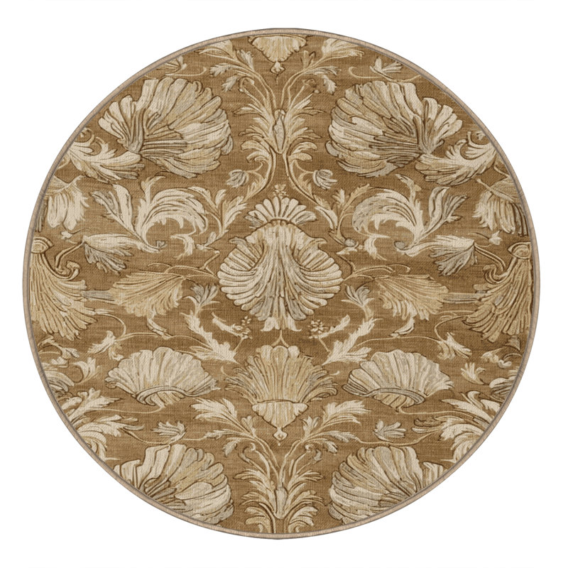 Tapis brun français lavable à la machine, Rond 4 pi