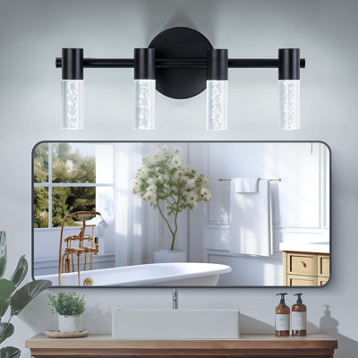 4 Light Bathroom Vanity Light, LED Vanity Lighting With Acrylic Shades, 3000-6000K Dimmable Bathroom Wall Lamp For Mirror Kitchen Living Room Hallway Cabinet Porch