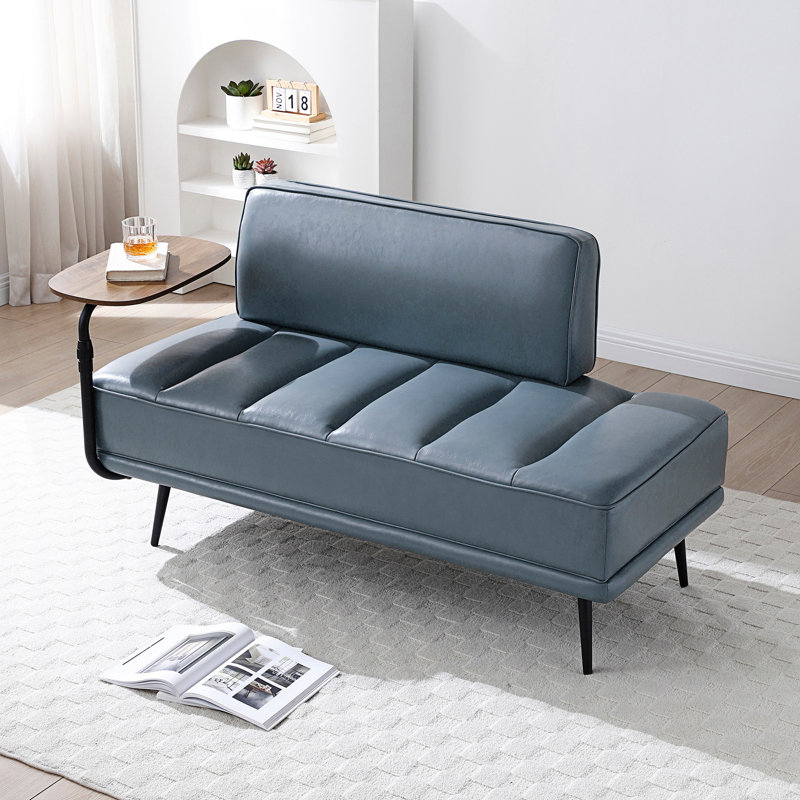Banc de bout moderne rembourré avec table d'appoint, Gris