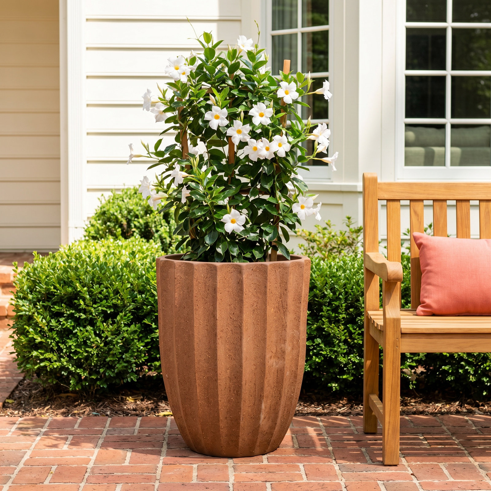 22" Pot Planter, 23" H x 17.5" W x 17.5" D, Brown
