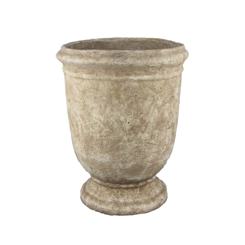 Pot décoratif en terre cuite texturée pierre foncée 20 po