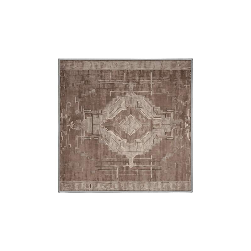 Machine Washable Gray Area Rug, Square 5'