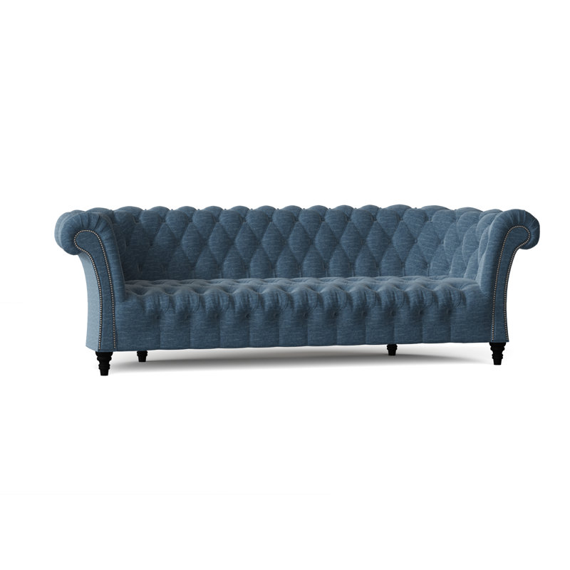 Canapé Chesterfield à accoudoirs roulés, Océan Key, Noir, 84 pouces