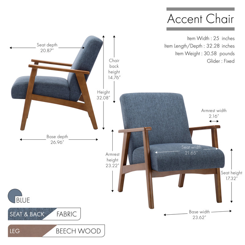 Upholstered Armchair, Blue