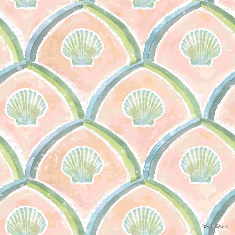 Watercolor Coast Pattern III par - on, H 12 po x l 12 po, Non, Toile encadrée noire