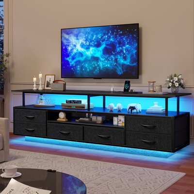 Tv Stand For Tvs Up To 70" With 6 Storage Drawers And Rgb Led Lights, Pu Finish Drawer by Wrought Studio