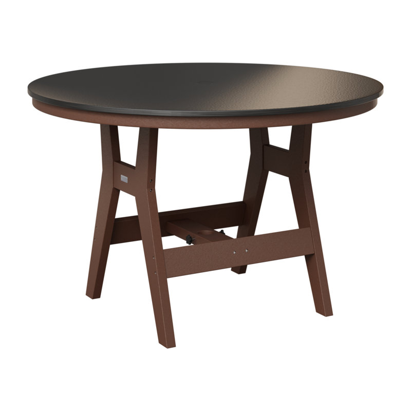 Table de bar ronde 48 po Berlin Gardens Harbor, Brun chocolat, Noir martelé, H 38,87 po x l 48 po x P 48 po