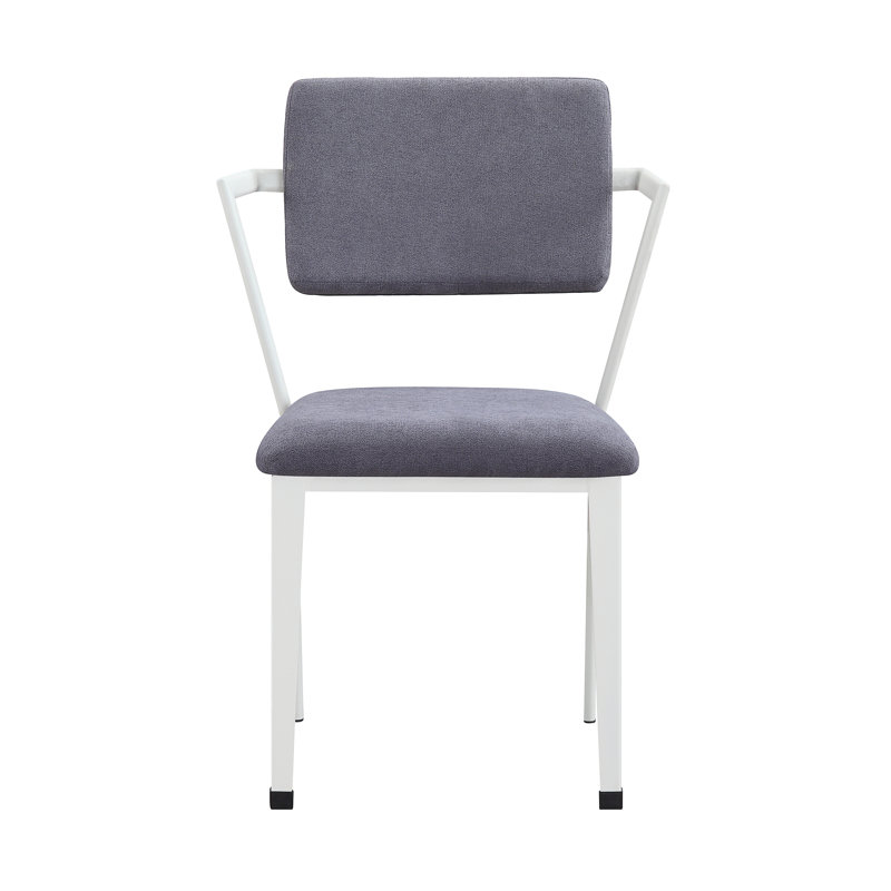 Cargo Gray Fabric & White Finish Office Chair, White
