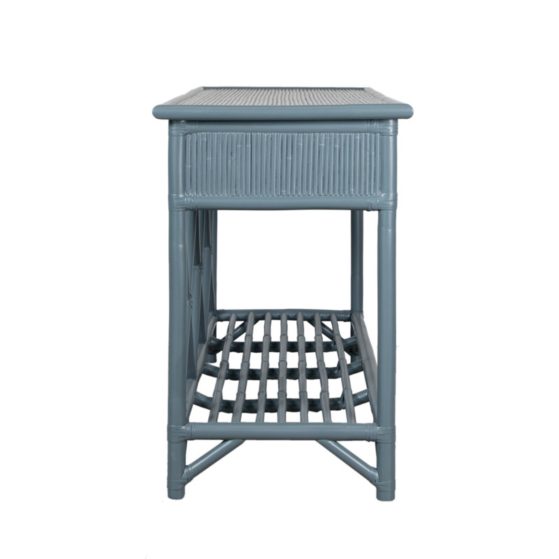 54'' Wide 3 Drawer Rattan Wood Sideboard, Regatta Blue