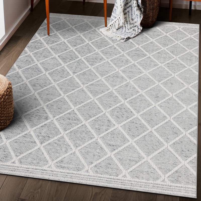 Lusko Tessa Distressed Machine Washable Area Rugs, Rectangle 7'6" x 9'6", Gray Ivory