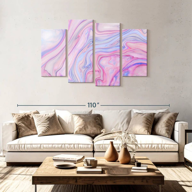 Marbre rose abstrait Avery, H 48 po x l 75 po