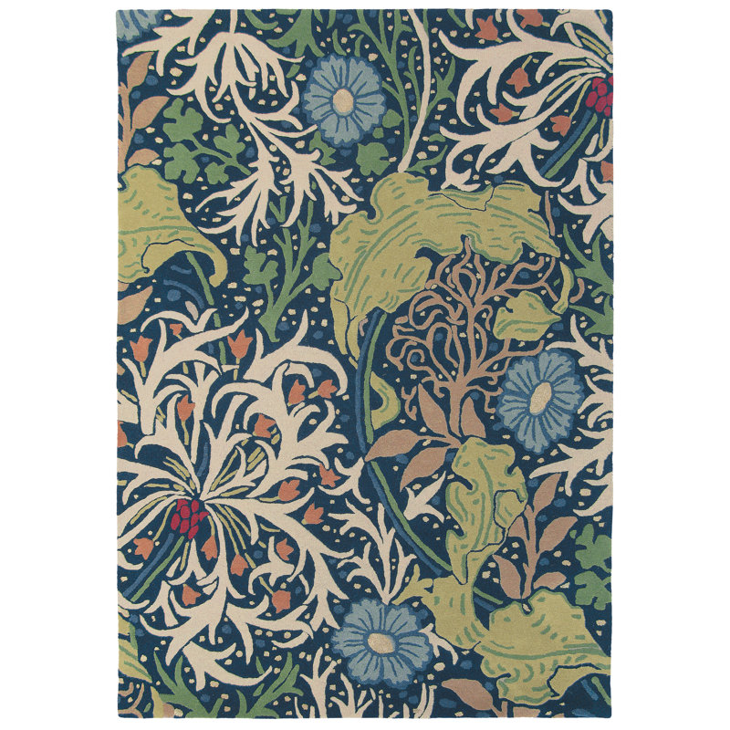 Handmade Wool Floral Area Rug, Rectangle 9' x 12'