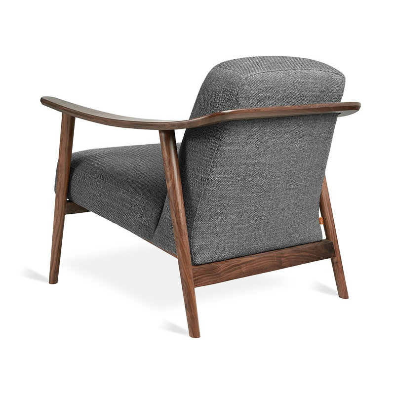 Baltic 76.2Cm Top Grain Leather Wide Armchair, Andorra Pewter Performance Basketweave, Walnut