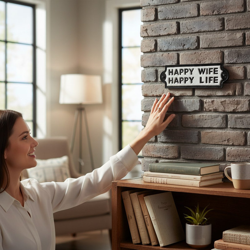 Eldredge Cast Iron Happy Wife Happy Life Wall Sign