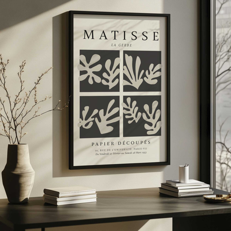 Matisse's La Gerbe Quartet en noir , Reproduction encadrée sans passe-partout, H 21,25 po x l 17,25 po x P 1,25 po