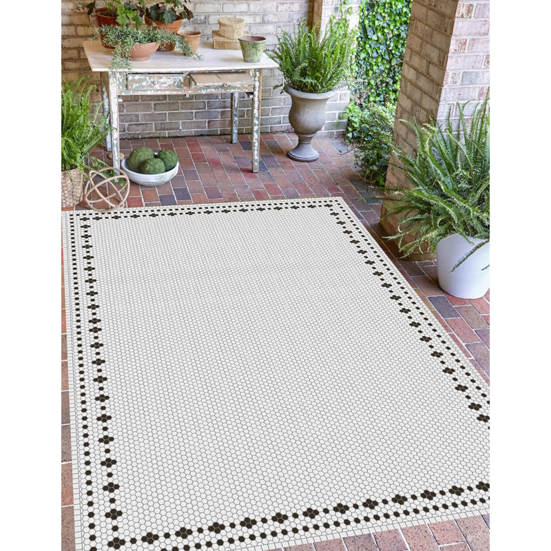 Beene Geometric Vinyl Machine Printed Area Rug, Rectangle 200 x 300cm