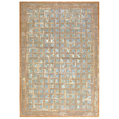 Tapis crocheté American en bleu / brun