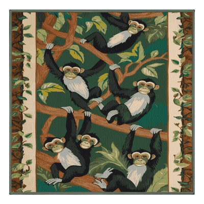 Washable Gibbon Wildlife Area Rug