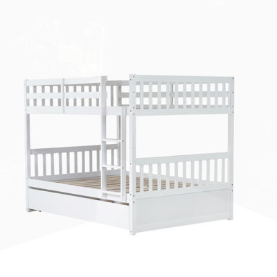 Rubber Wood Bunk Bed with Trundle