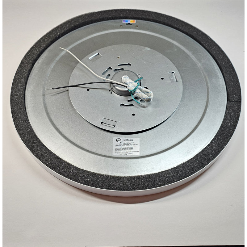 Lumière ronde 120v 5cct, H 15 po x l 15 po x P 1,5 po, Noir mat