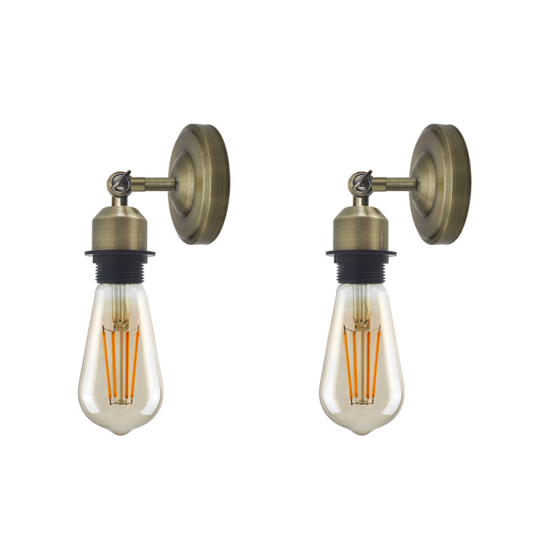 Boykin Adjustable Wall Sconce – Vintage Style Dimmable Light with Metal Shade by Breakwater Bay, Yes, Green Brass
