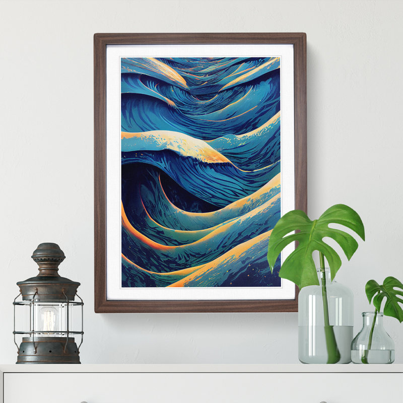 Marvellous Ocean Wave - Framed Print, 64cm H x 46cm W x 2cm D, Walnut