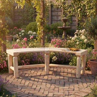 Outdoor Wooden Curved Backless Porch Bench Rustic Style Cedar/fir Wood Log Fire Pit Bench For Patio Garden Deck And Backyard