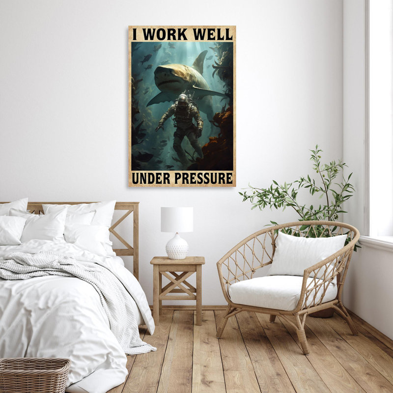 «Diving I Work Well Under Pression», reproduction d'art graphique sur toile tendue 1 pièce, H 36 po x l 24 po x P 1,25 po