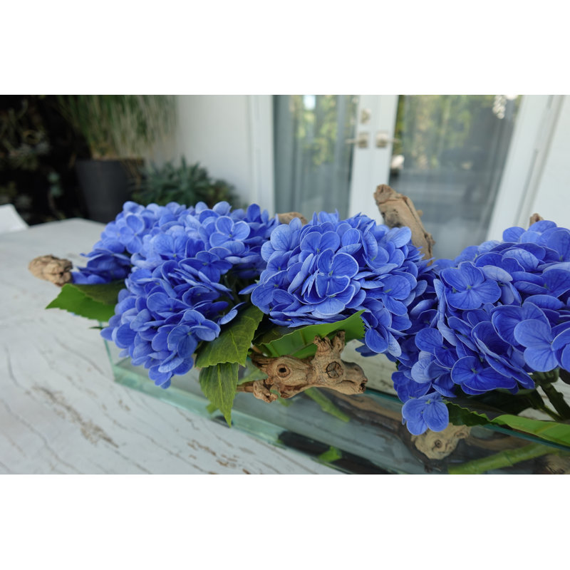 Hydrangeas and Driftwood in Vase