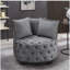 Fauteuil de loisir contemporain rembourré capitonné, gris foncé-1597677598