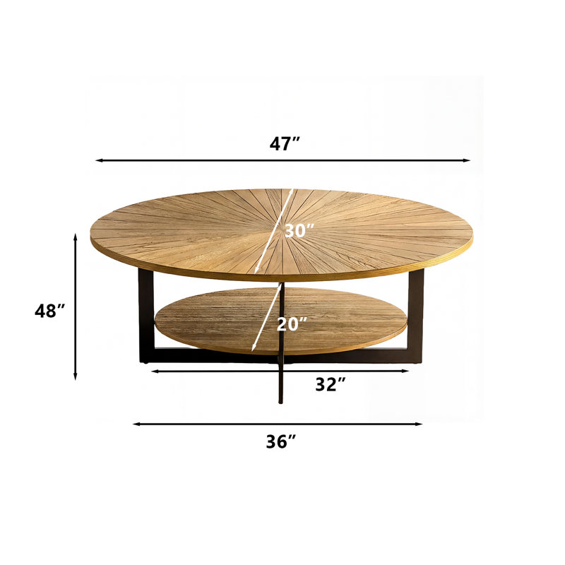 Single Coffee Table, Brown Top/Black Base