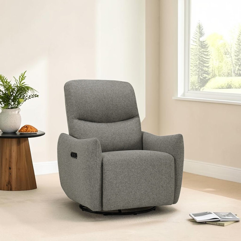 Fauteuil pivotant inclinable recouvert de tissu gris foncé avec ports USB, Dark Gray Polyester