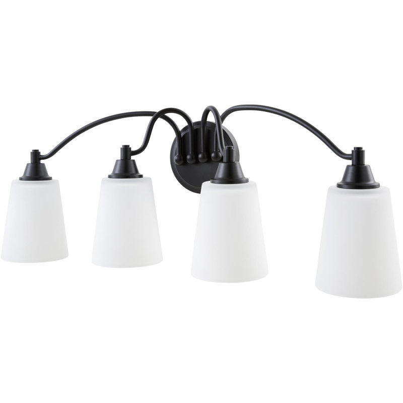 Mullens Wall Sconce, 9" H x 28" W x 6.5" D, Matte Black, White