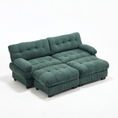 U Shaped Sectional Couches For Living Room,Modular Sectional Sofa Cloud Couch With Ottoman, Deep Seat Loveseat Comfy Advanced Flannelette Oversized Sofa, Modern Couch With Round Armrests 4 Pillows