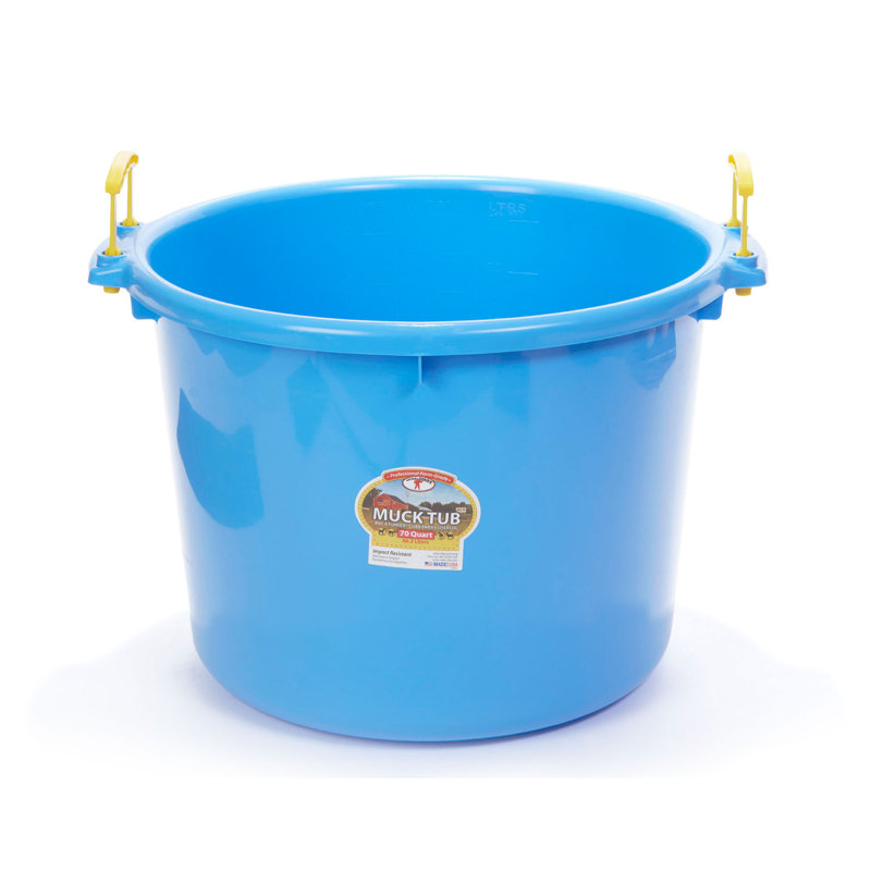 Little Giant Outdoor Polyethylene Muck Tub Multi Purpose Utility Bucket with Handles, Blue, 70