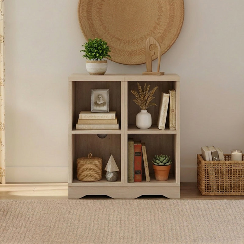 Ensemble de 2 petites tables de bout pour le salon, canapé d'appoint en bois de 23,6 po avec 4 espaces de rangement ouverts et tablette réglable pour lit, Hallyway, chêne pâle