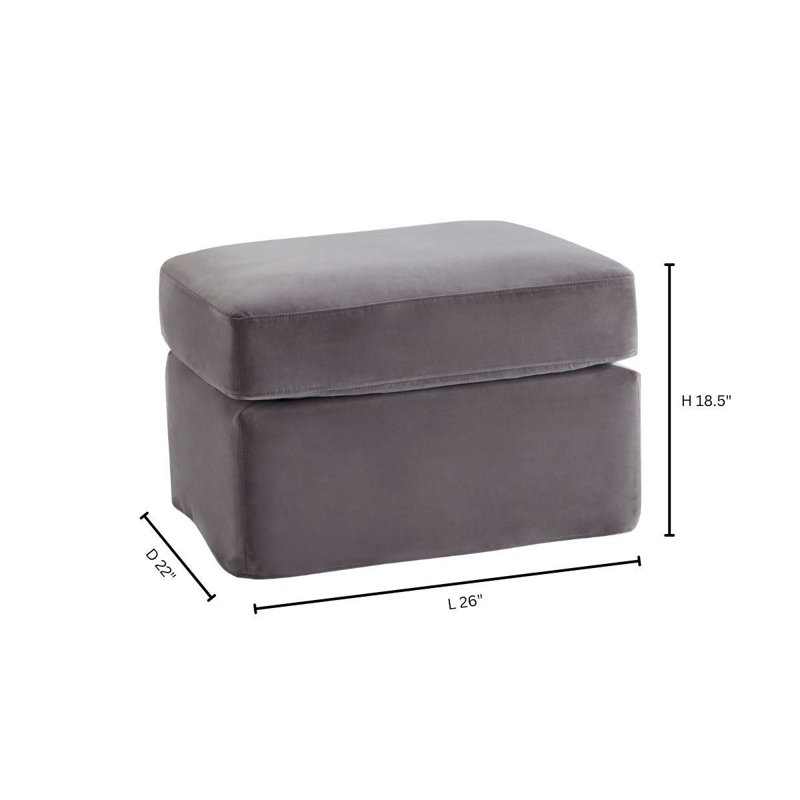 Sovente Square Ottoman, Gray Velvet