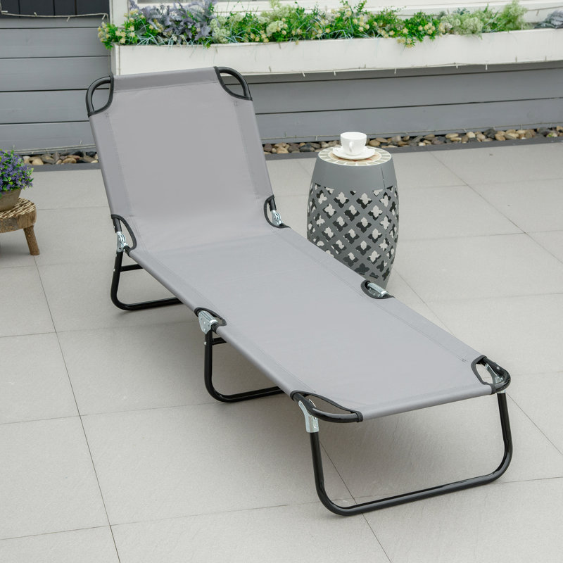 Abriel 188cm Long Reclining Single Chaise, Grey/Brown/Blue