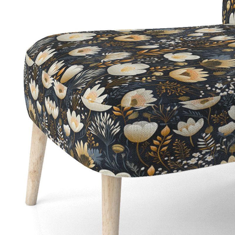 Motif floral artistique - chaise d'appoint rembourrée de style campagnard, chaise d'appoint blanche