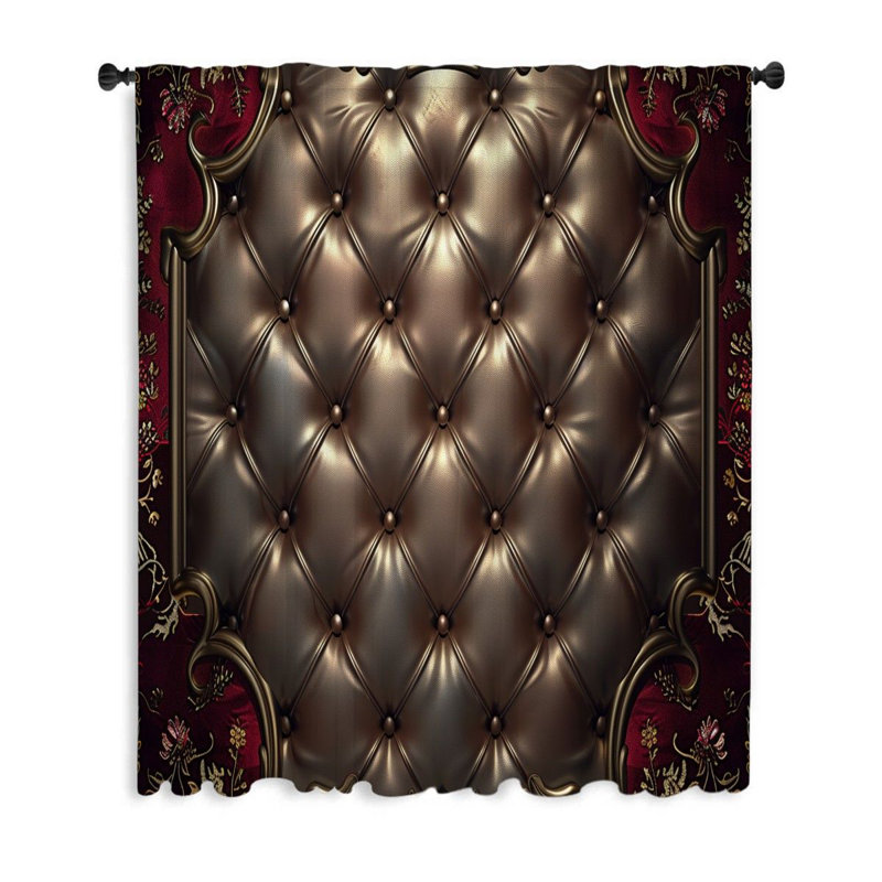 Tufted Leather Visual Sheer Curtain Single Panel, 53" W x 87" L
