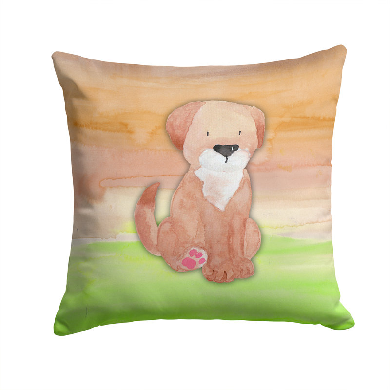 Coussin intérieur/extérieur en aquarelle pour chien, 14 po x 14 po