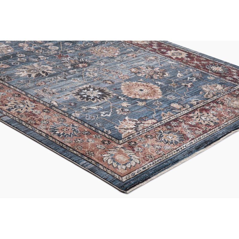 Pandora Moroccan Blue Power Loom Antique Aesthetic Area Rug, Rectangle 6'7" x 9'3"